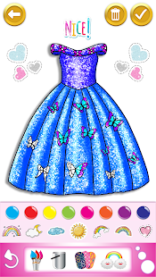 Glitter dress coloring and drawing book for Kids скриншот 2