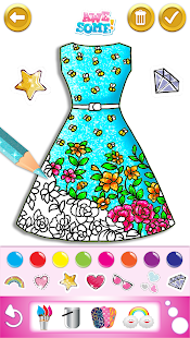Glitter dress coloring and drawing book for Kids скриншот 4