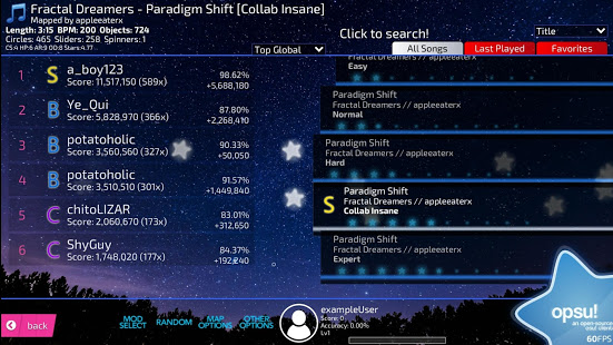 Opsu!(Beatmap player for Android) скриншот 4